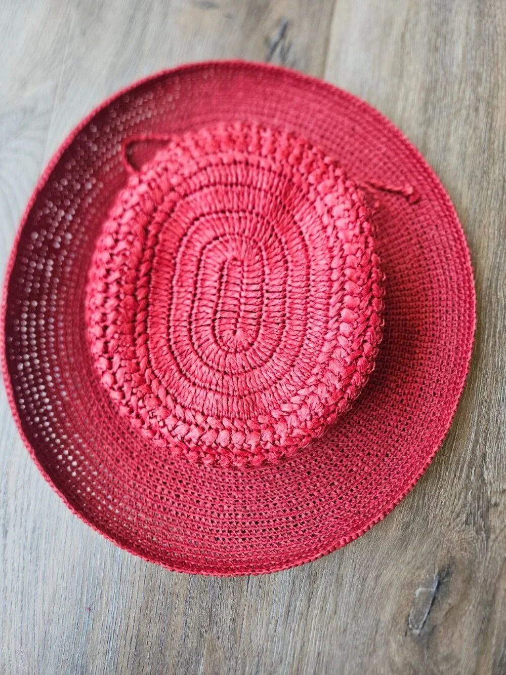 Scala Women's Red paper raffia summer sun hat vintage one size